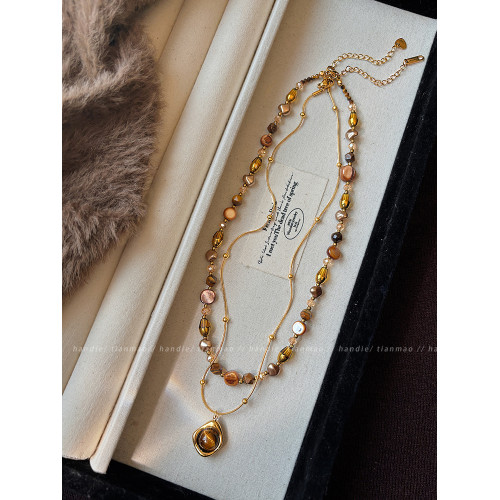 美拉德串珠項鍊女款2026新款輕奢小衆設計感鎖骨鍊頸鏈曡戴毛衣鏈 美拉德串珠項鍊女款2026新款輕奢小衆設計感鎖骨鍊頸鏈曡戴毛衣鏈