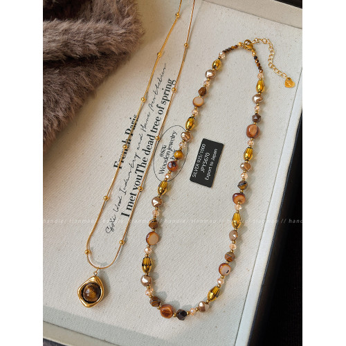 美拉德串珠項鍊女款2026新款輕奢小衆設計感鎖骨鍊頸鏈曡戴毛衣鏈 美拉德串珠項鍊女款2026新款輕奢小衆設計感鎖骨鍊頸鏈曡戴毛衣鏈