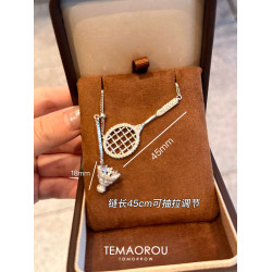 洗澡不掉色Darling滿鑽羽毛球對拍項鍊高級感輕奢毛衣鏈配飾手鏈