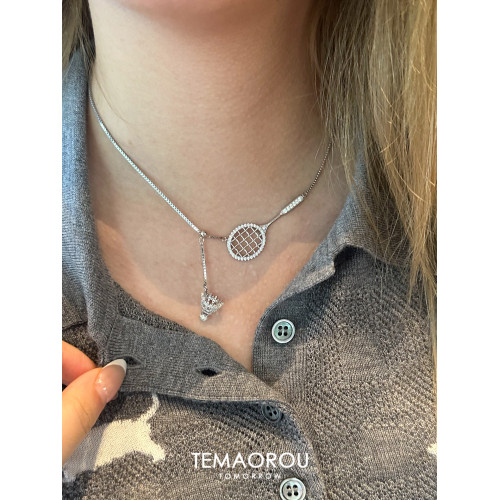 洗澡不掉色Darling滿鑽羽毛球對拍項鍊高級感輕奢毛衣鏈配飾手鏈