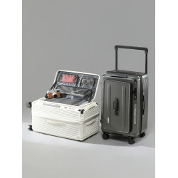 寬拉桿側開蓋行李箱女拉鍊款可擴展拉桿箱男生24寸旅行箱皮箱26寸