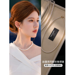 百搭正圓磁吸釦珍珠毛衣項鍊女款2026新款鎖骨頸鏈高級感輕奢項鍊