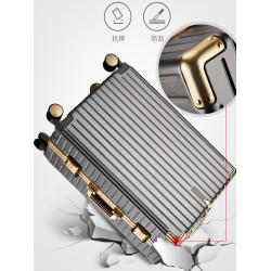 漫旅仕金色鋁框行李箱男女萬向輪大容量結實耐用密碼拉桿箱旅行箱