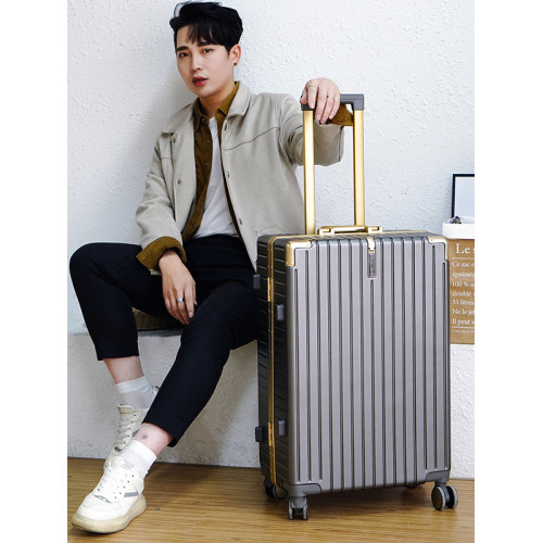 漫旅仕金色鋁框行李箱男女萬向輪大容量結實耐用密碼拉桿箱旅行箱