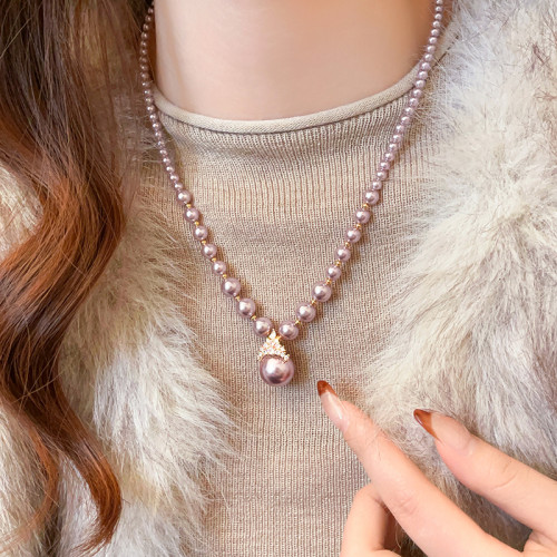 冰雪女王漸變仿珍珠毛衣項鍊女2026新款高級感鎖骨頸鏈輕奢小衆配 冰雪女王漸變仿珍珠毛衣項鍊女2026新款高級感鎖骨頸鏈輕奢小衆配