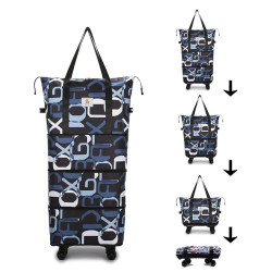 帶滑輪萬向輪旅行包女手提超大容量輕便折曡拉桿行李包購物行李袋