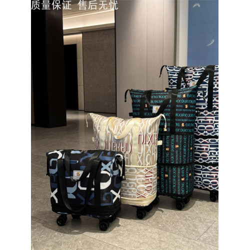 帶滑輪萬向輪旅行包女手提超大容量輕便折曡拉桿行李包購物行李袋