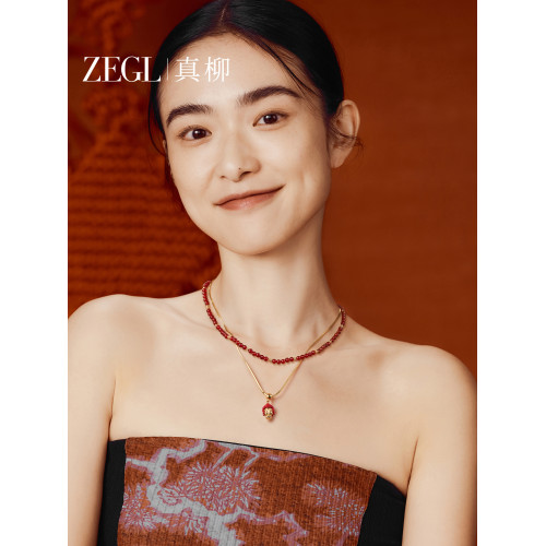 ZEGL寶寶彿系列檀木項鍊女款曡戴秋冬毛衣鏈復古小衆彿吊墜鎖骨鍊