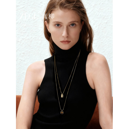 ZEGL小方豆DIY毛衣鏈系列輕奢虎眼石吊墜秋冬項鍊女長款珍珠配飾