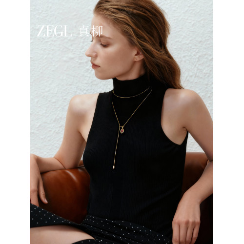 ZEGL小方豆DIY毛衣鏈系列輕奢虎眼石吊墜秋冬項鍊女長款珍珠配飾