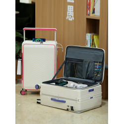 歸鴻高級行李箱多功能寬拉桿學生鋁框前開口大容量拉桿箱加厚耐用