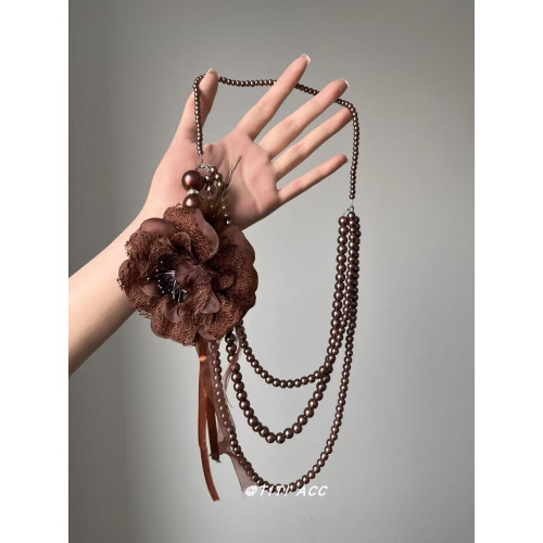 復古仿珍珠蕾絲花項鍊女長款氣質三層鎖骨鍊氛圍感毛衣鏈多層頸鏈 復古仿珍珠蕾絲花項鍊女長款氣質三層鎖骨鍊氛圍感毛衣鏈多層頸鏈