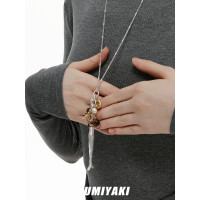 SUMIYAKI 年年有魚納福項鍊 新年設計師毛衣鏈做舊復古串珠曡戴女