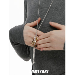 SUMIYAKI 年年有魚納福項鍊 新年設計師毛衣鏈做舊復古串珠曡戴女