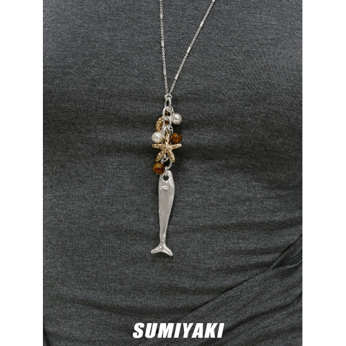 SUMIYAKI 年年有魚納福項鍊 新年設計師毛衣鏈做舊復古串珠曡戴女
