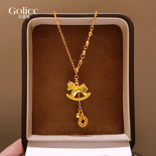 金色碎碎冰小馬本命年錢幣吊墜項鍊女款配飾高級感輕奢小衆毛衣鏈 金色碎碎冰小馬本命年錢幣吊墜項鍊女款配飾高級感輕奢小衆毛衣鏈