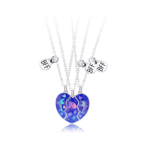 好閨蜜磁吸項鍊兒童學生黨好朋友一對拼接愛心友誼二人三人四人款
