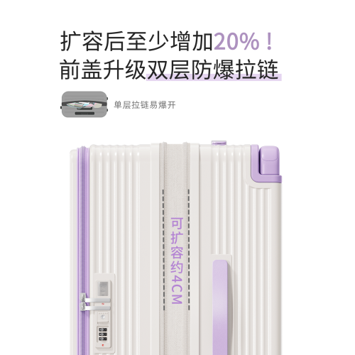 強烈推薦！霤冰輪PC側開寬拉桿行李箱2026新款登機旅行密碼箱24寸