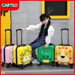 行18寸女兒童李箱男書拖旅行桿箱寶孩寶卡通登機包密拉碼箱萬向輪
