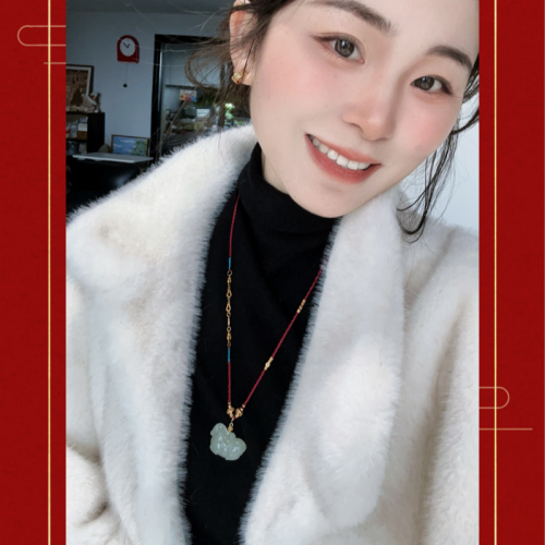 Duos【富馬葫蘆】天然和田玉吊墜   新年紅編繩項鍊