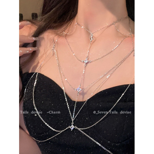 純欲風~潮酷辣妹鑲鑽身體鏈高級感胸鏈性感全身比基尼小衆後背鏈