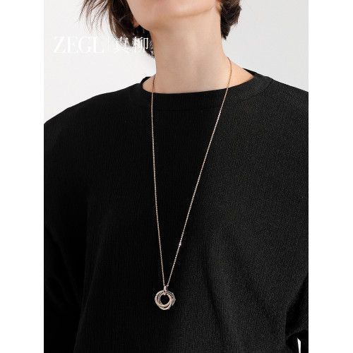 ZEGL圓環項鍊女毛衣鏈長款2025年新款爆款高級感秋冬百搭衛衣飾品