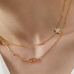 CD多層項鍊小香風輕奢星星字母鎖骨鍊2021款夏季歐美小衆網紅吊墜