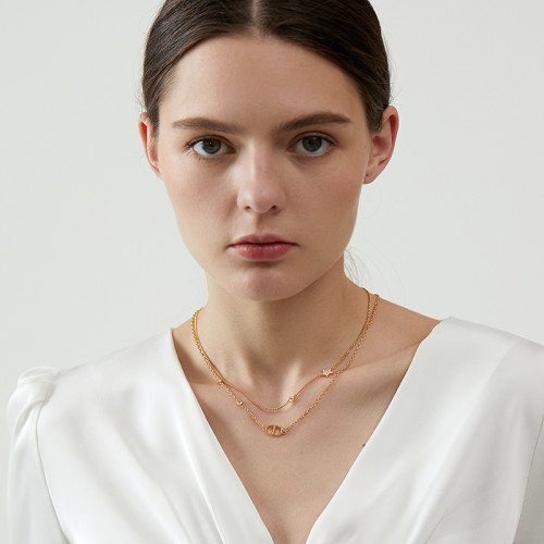 CD多層項鍊小香風輕奢星星字母鎖骨鍊2021款夏季歐美小衆網紅吊墜