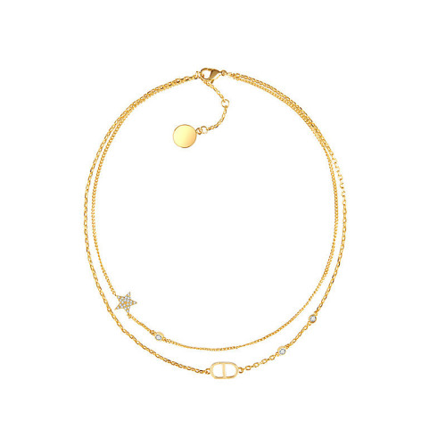 CD多層項鍊小香風輕奢星星字母鎖骨鍊2021款夏季歐美小衆網紅吊墜