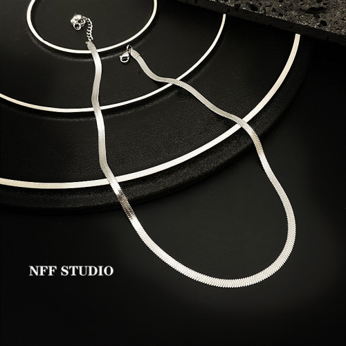 NFF禁欲刀片頸鏈蛇骨鏈女銀色小衆鈦鋼不掉色嘻哈鎖骨鍊項鍊男潮