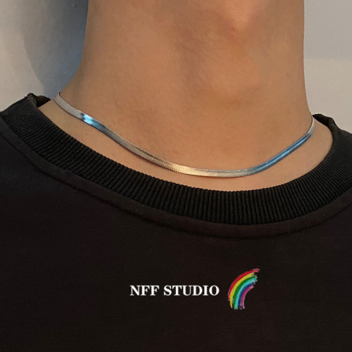 NFF禁欲刀片頸鏈蛇骨鏈女銀色小衆鈦鋼不掉色嘻哈鎖骨鍊項鍊男潮