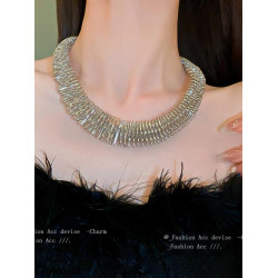 歐美誇張彈簧切面項鍊時尚個性氣質鎖骨鍊高級感辣妹百搭飾品