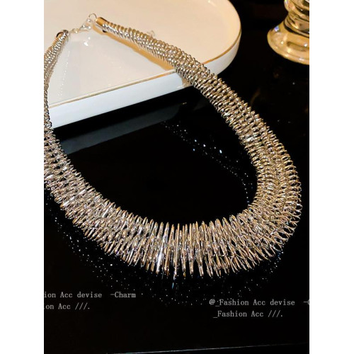 歐美誇張彈簧切面項鍊時尚個性氣質鎖骨鍊高級感辣妹百搭飾品