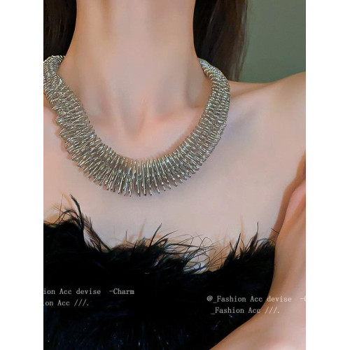 歐美誇張彈簧切面項鍊時尚個性氣質鎖骨鍊高級感辣妹百搭飾品