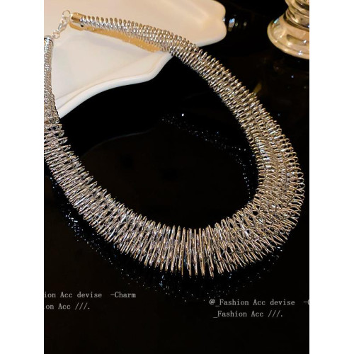 歐美誇張彈簧切面項鍊時尚個性氣質鎖骨鍊高級感辣妹百搭飾品