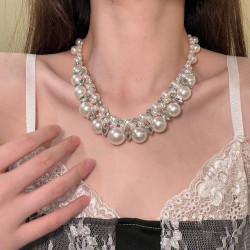 HEY TAO重工復古閃鑽珍珠choker項鍊女鎖骨鍊輕奢高級感氣質頸鏈