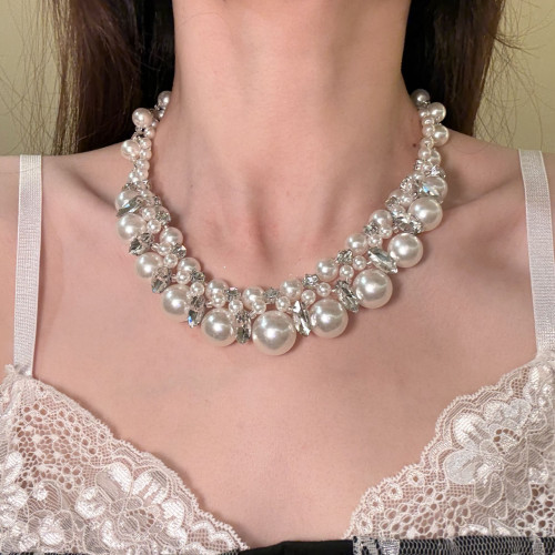 HEY TAO重工復古閃鑽珍珠choker項鍊女鎖骨鍊輕奢高級感氣質頸鏈