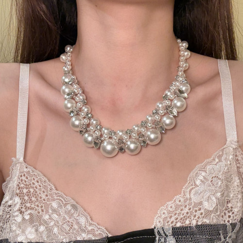 HEY TAO重工復古閃鑽珍珠choker項鍊女鎖骨鍊輕奢高級感氣質頸鏈