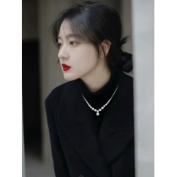 珍珠款碎銀子項鍊小衆輕奢高級感毛衣鏈秋冬獨特氣質大氣吊墜配飾