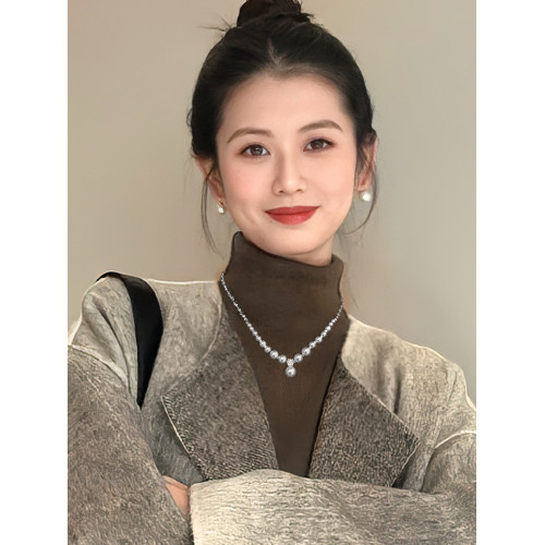 珍珠款碎銀子項鍊小衆輕奢高級感毛衣鏈秋冬獨特氣質大氣吊墜配飾