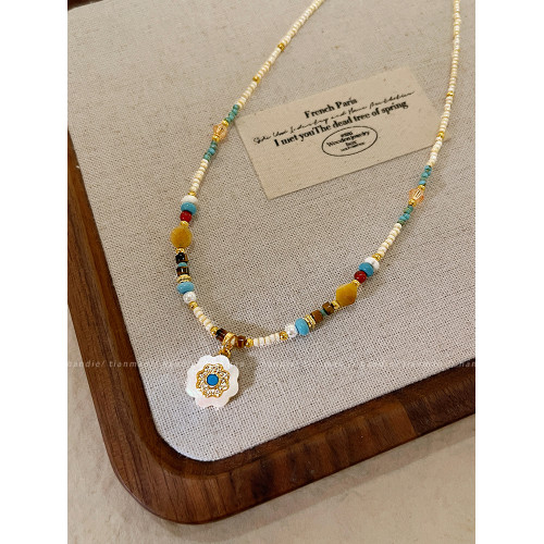 太陽花串珠項鍊女款2026新款高級感輕奢復古小衆吊墜鎖骨鍊配飾春 太陽花串珠項鍊女款2026新款高級感輕奢復古小衆吊墜鎖骨鍊配飾春