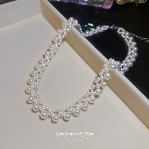 法式復古珍珠串珠項鍊優雅輕奢高級感宮廷風晚宴禮服婚紗鎖骨鍊女