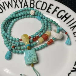 天然原礦綠松石高瓷藍手串DIY項鍊單多圈散珠手鏈女小米珠毛衣鏈