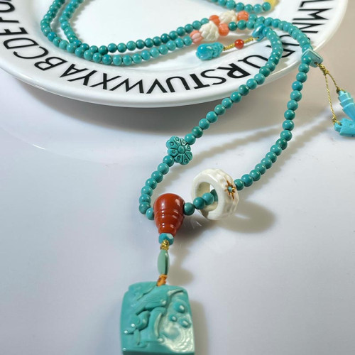 天然原礦綠松石高瓷藍手串DIY項鍊單多圈散珠手鏈女小米珠毛衣鏈 天然原礦綠松石高瓷藍手串DIY項鍊單多圈散珠手鏈女小米珠毛衣鏈