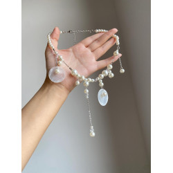 法式復古天然圓片貝殼珍珠流蘇項鍊女超仙氣質海邊度假鎖骨鍊配飾