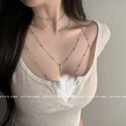 做你的貓：太欲啦！閃鑽氣質掛脖胸鏈身體鏈純欲百搭項鍊網紅飾品