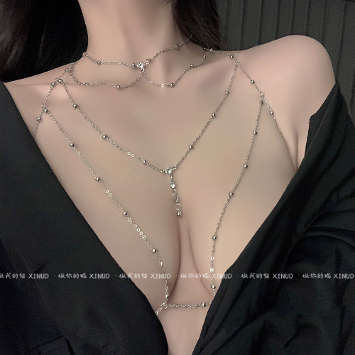 做你的貓：太欲啦！閃鑽氣質掛脖胸鏈身體鏈純欲百搭項鍊網紅飾品