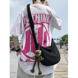 潮牌斜後後背包男士單肩包學生簡約百搭帆布包後後背包跨包休閒斜肩包男包