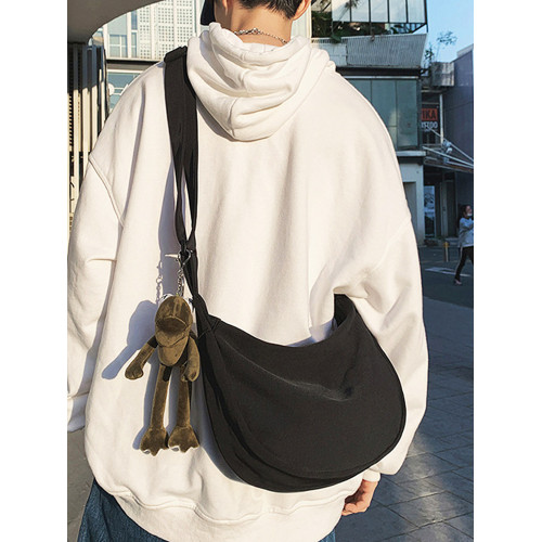 潮牌斜後後背包男士單肩包學生簡約百搭帆布包後後背包跨包休閒斜肩包男包