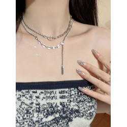 多層鈦鋼項鍊女不掉色太鋼頸鏈高級感雙層曡戴鎖骨鍊甜酷韓版潮夏